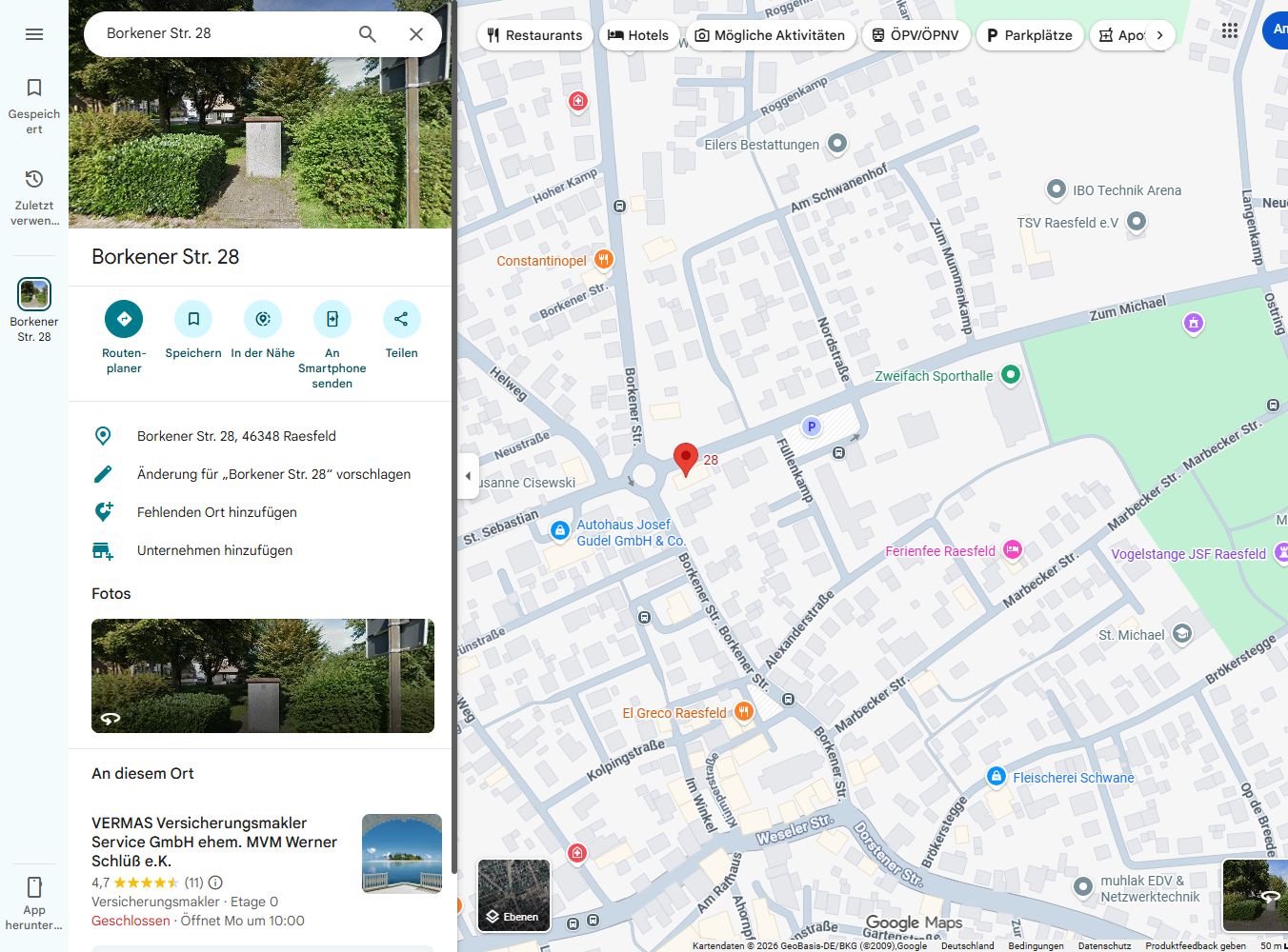 Google Maps: Standort Raesfeld