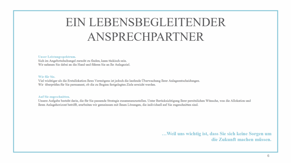 Vermögens-Konzept, Seite 6: Lebensbegleitende Beratung