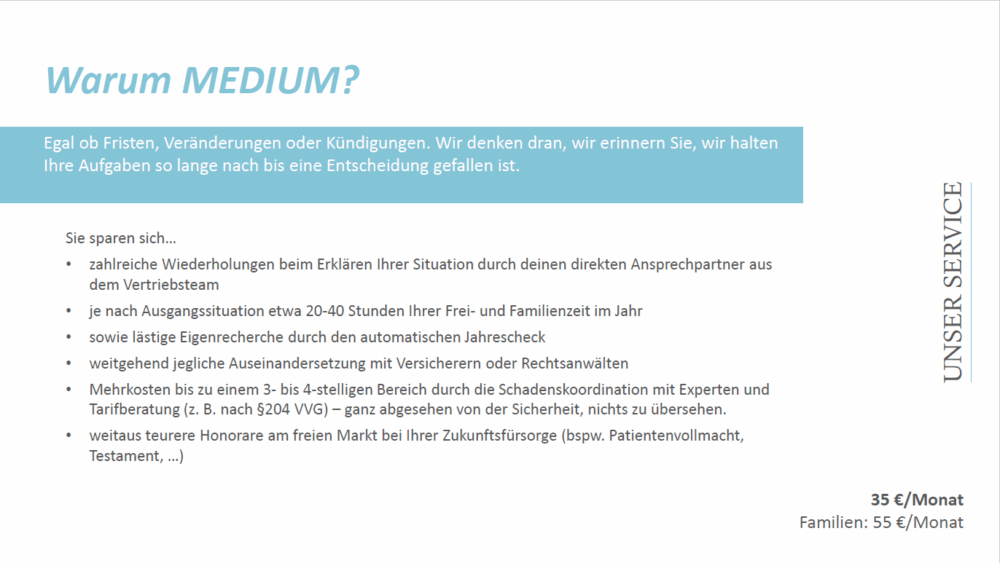 Imagebroschüre, Seite 18: Servicepaket Medium – Vorteile