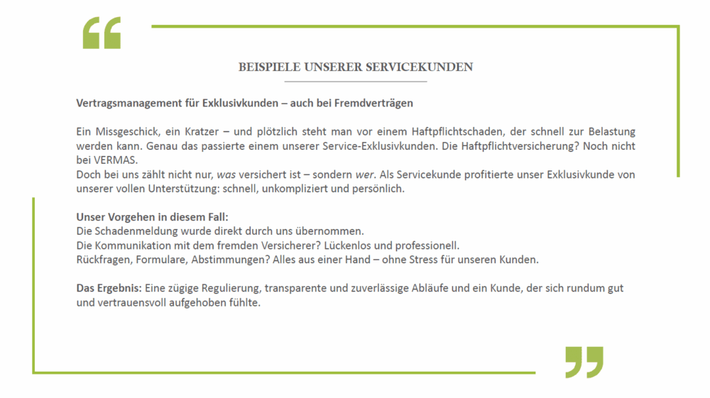 Imagebroschüre, Seite 23: Servicebeispiel: Haftpflichtschaden bei Fremdvertrag
