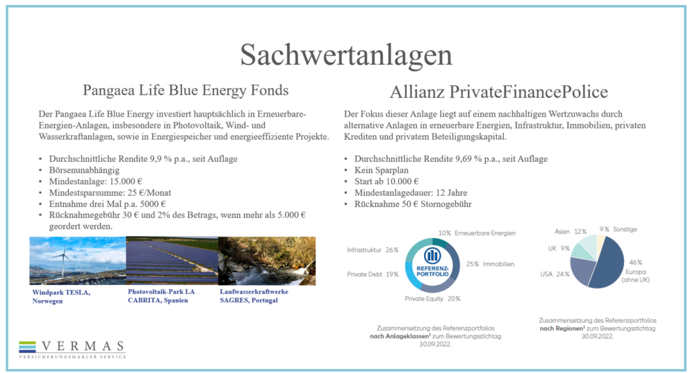 Vermögensmanagement, Seite 15: Pangaea Life Blue Energy und Allianz PrivateFinancePolice